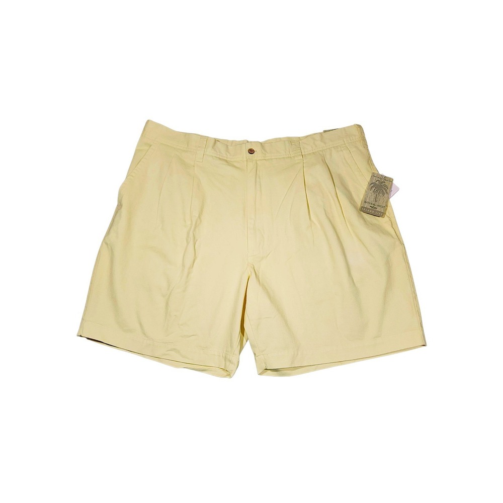 Natural Issue Island Life Shorts 44 Mens Butter Yellow Pleated Cotton Summer NEW